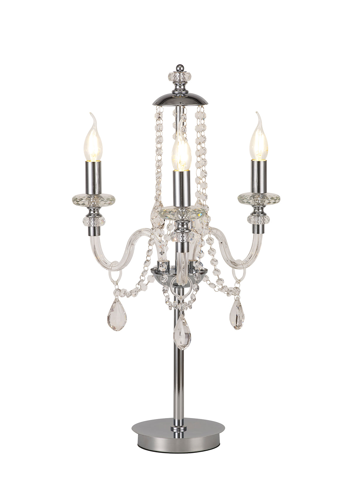 Hawley Table Lamp, 3 Light E14, Polished Chrome/Clear Glass/Crystal, (ITEM REQUIRES CONSTRUCTION/CONNECTION)
