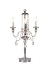 Hawley Table Lamp, 3 Light E14, Polished Chrome/Clear Glass/Crystal, (ITEM REQUIRES CONSTRUCTION/CONNECTION)