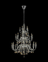Hawley 3 Tier Chandelier, 29 Light E14, Polished Chrome/Clear Glass/Crystal, (ITEM REQUIRES CONSTRUCTION/CONNECTION), Item Weight: 23.8kg
