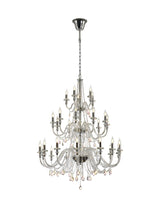 Hawley 3 Tier Chandelier, 29 Light E14, Polished Chrome/Clear Glass/Crystal, (ITEM REQUIRES CONSTRUCTION/CONNECTION), Item Weight: 23.8kg