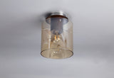 Chisholm Round Ceiling Flush, 1 Light Flush Fitting E27, Mocha/Amber Glass