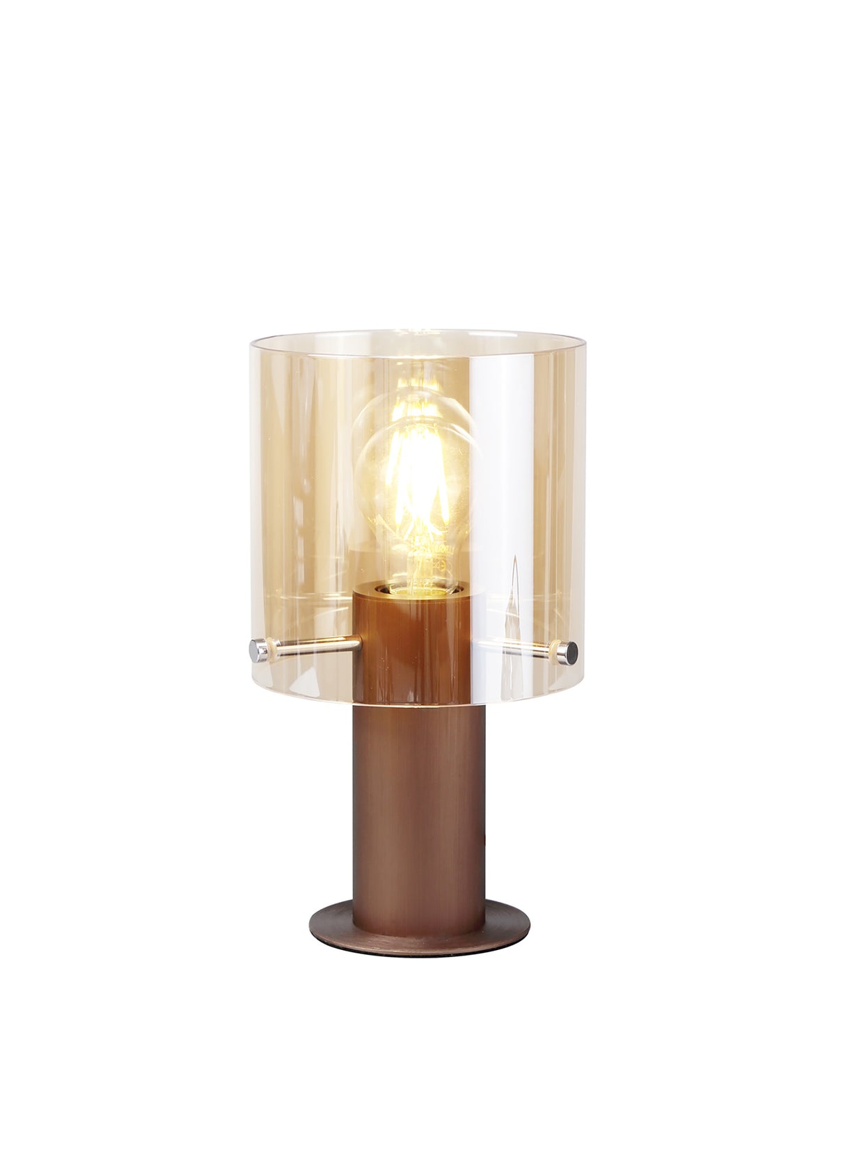Chisholm Table Lamp, 1 Light Table Lamp E27, Mocha/Amber Glass