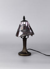Hinnigan Tiffany Table Lamp, 1 x E14, Black/Gold, Purple/Pink/Crystal Shade