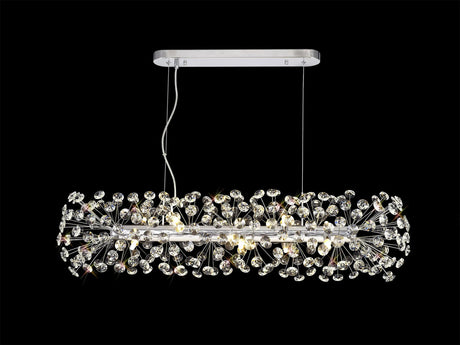 Byrne Oblong Linear Pendant 10 x G9 Polished Chrome/Crystal