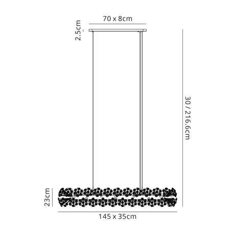 Byrne Oblong Linear Pendant 14 x G9 Polished Chrome/Crystal