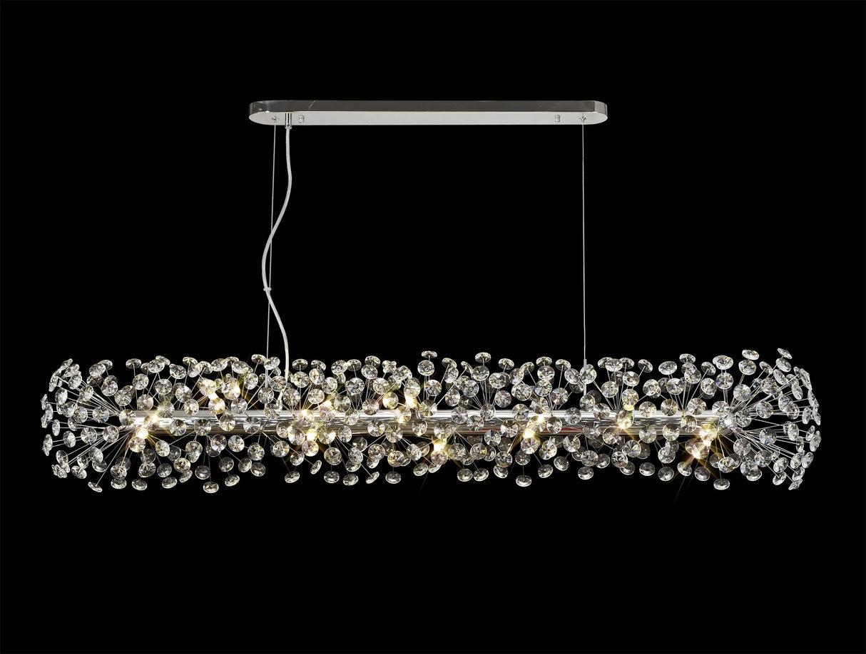 Byrne Oblong Linear Pendant 14 x G9 Polished Chrome/Crystal