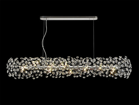 Byrne Oblong Linear Pendant 14 x G9 Polished Chrome/Crystal