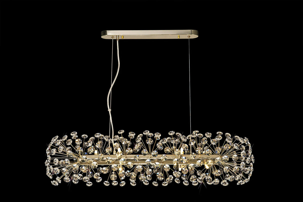 Byrne Oblong Linear Pendant 10 x G9 French Gold/Crystal