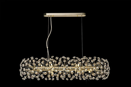 Byrne Oblong Linear Pendant 10 x G9 French Gold/Crystal