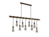 Tiler Pendant, 9 x E27, Medium Oak/Antique Brass
