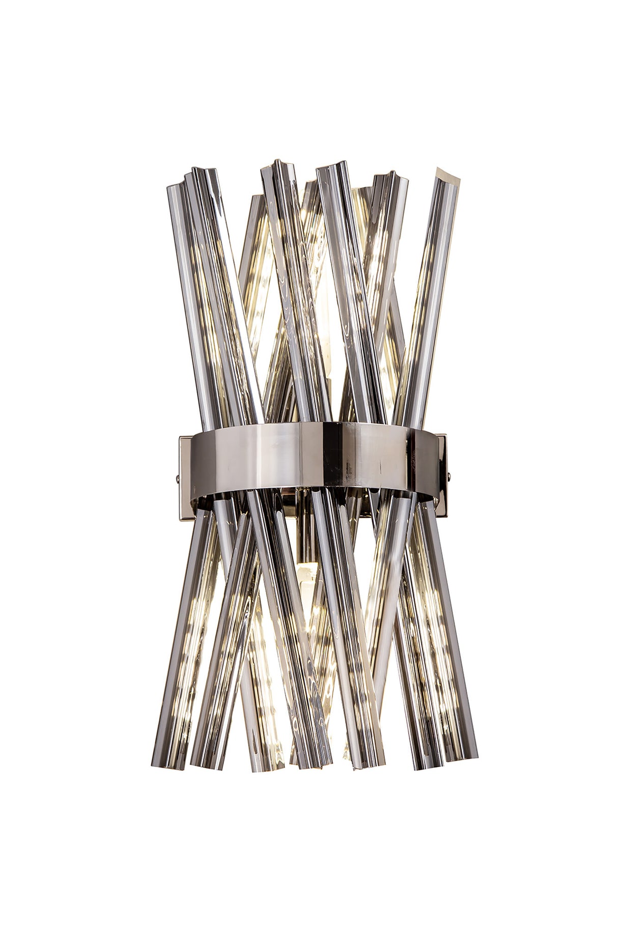 Harris 2 Light E14, Wall Light E14, Polished Nickel / Smoke Glass