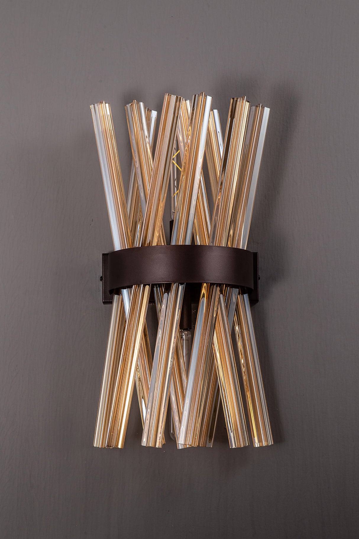 Harris 2 Light E14, Wall Light E14, Brown Oxide / Champagne Glass