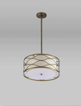 Hinnegan Pendant / Convertible To Semi Flush 3 Light E14 Aged Gold / Cream Fabric Shade