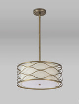 Hinnegan Pendant / Convertible To Semi Flush 5 Light E14 Aged Gold / Cream Fabric Shade