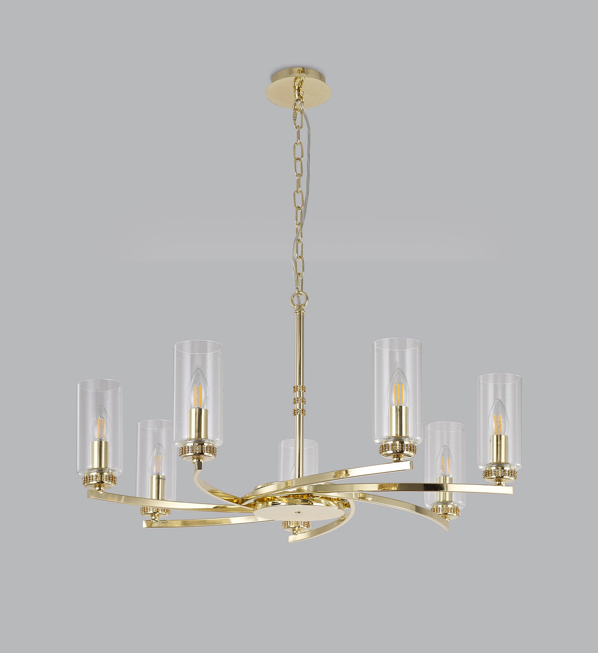Gates Pendant/Semi Flush, 7 x E14, Polished Gold