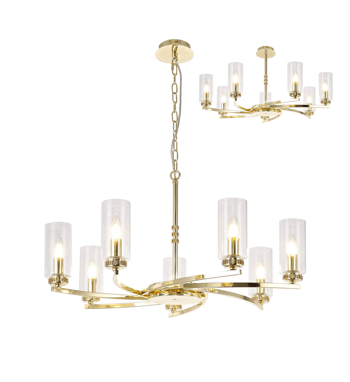 Gates Pendant/Semi Flush, 7 x E14, Polished Gold