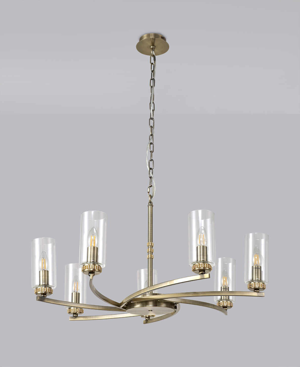 Gates Pendant/Semi Flush, 7 x E14, Antique Brass