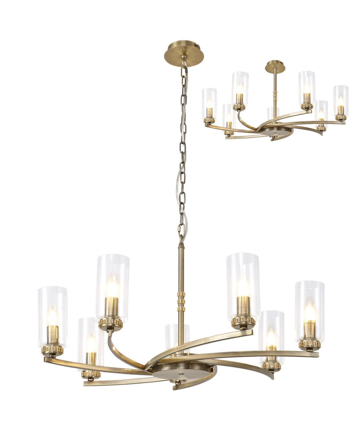 Gates Pendant/Semi Flush, 7 x E14, Antique Brass