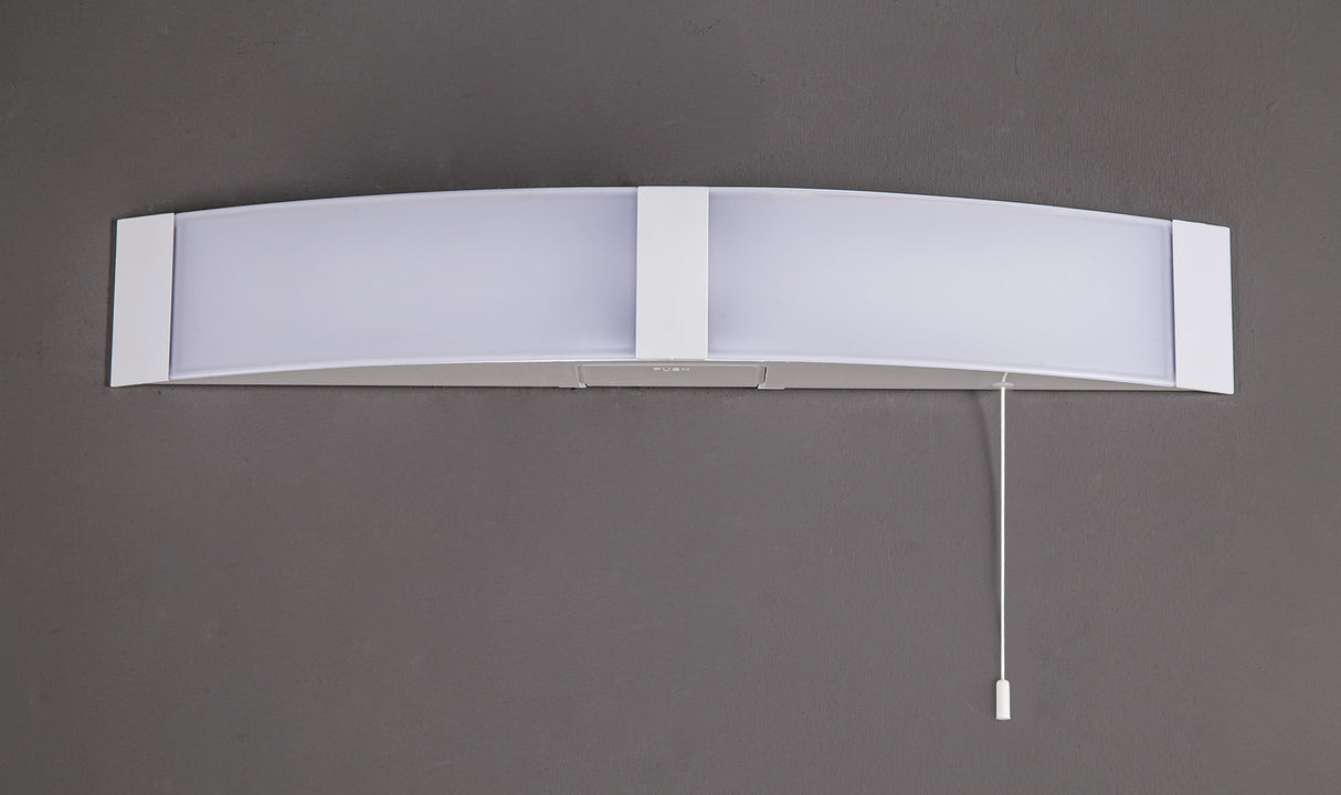 Baker Bathroom Wall Lamp c/w Shaver Socket & Pull Switch, 1 x 10W LED, 4000K, 900lm, IP44, White, 3yrs Warranty