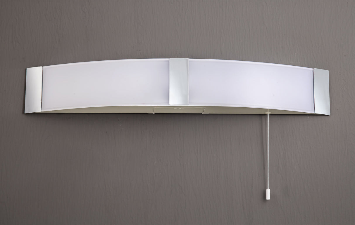 Baker Bathroom Wall Lamp c/w Shaver Socket & Pull Switch, 1 x 10W LED, 4000K, 900lm, IP44, Polished Chrome, 3yrs Warranty
