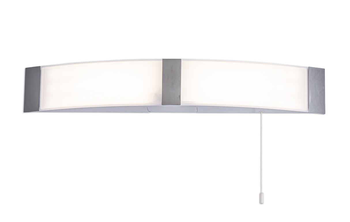 Baker Bathroom Wall Lamp c/w Shaver Socket & Pull Switch, 1 x 10W LED, 4000K, 900lm, IP44, Polished Chrome, 3yrs Warranty