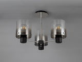 Chisholm Semi Flush Light, 3 x E27, Black/Smoke Fade Glass