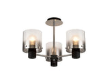 Chisholm Semi Flush Light, 3 x E27, Black/Smoke Fade Glass