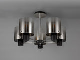Chisholm Semi Flush Light, 5 x E27, Black/Smoke Fade Glass