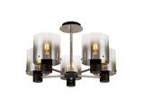 Chisholm Semi Flush Light, 5 x E27, Black/Smoke Fade Glass