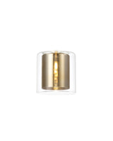 Lathen 140x140mm Medium Cylinder Clear Outer And Gold Inner (H) Glass Shade