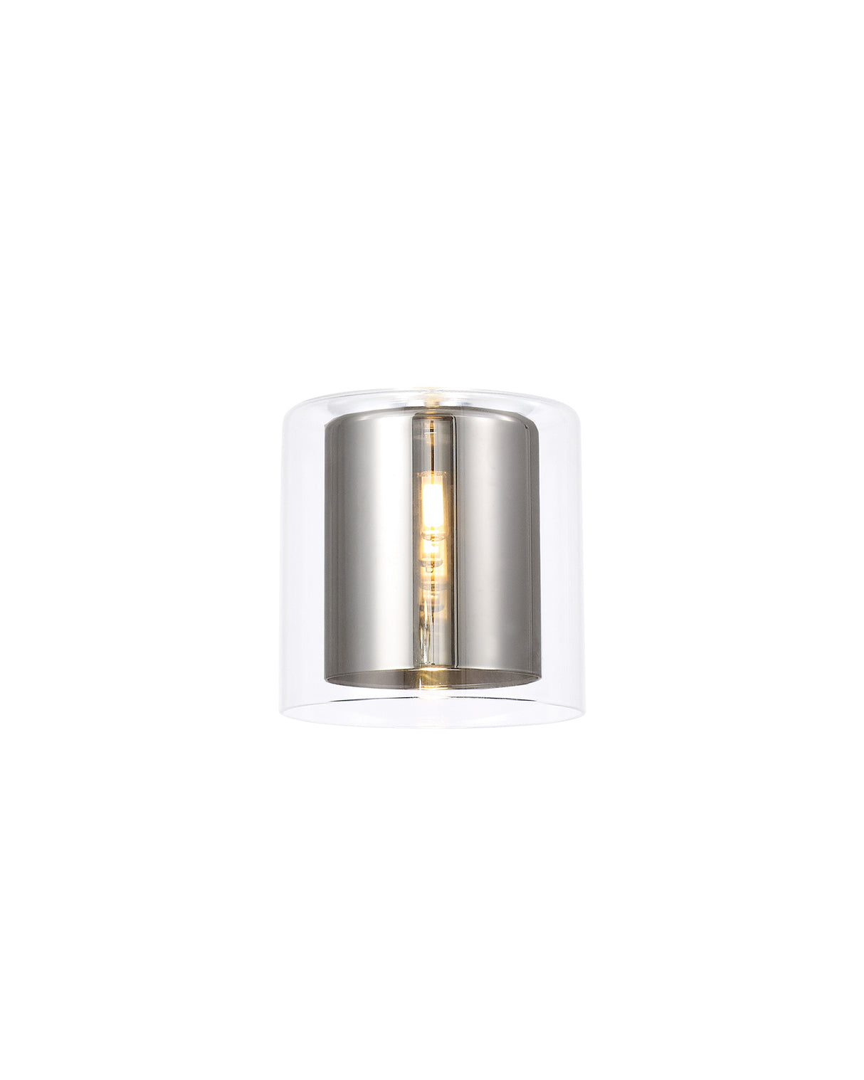 Lathen 140x140mm Medium Cylinder Clear Outer And Chrome Inner (H) Glass Shade