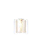Lathen 140x140mm Medium Cylinder Clear Outer And Cognac Inner (H) Glass Shade