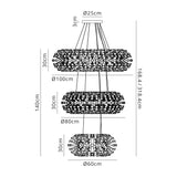 Byrne 3 Tier 60cm + 80cm + 100cm Pendant, 12 + 20 + 26 Light G9 Polished Chrome/Crystal