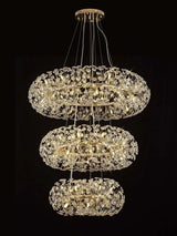 Byrne 3 Tier 60cm + 80cm + 100cm Pendant, 12 + 20 + 26 Light G9 French Gold/Crystal