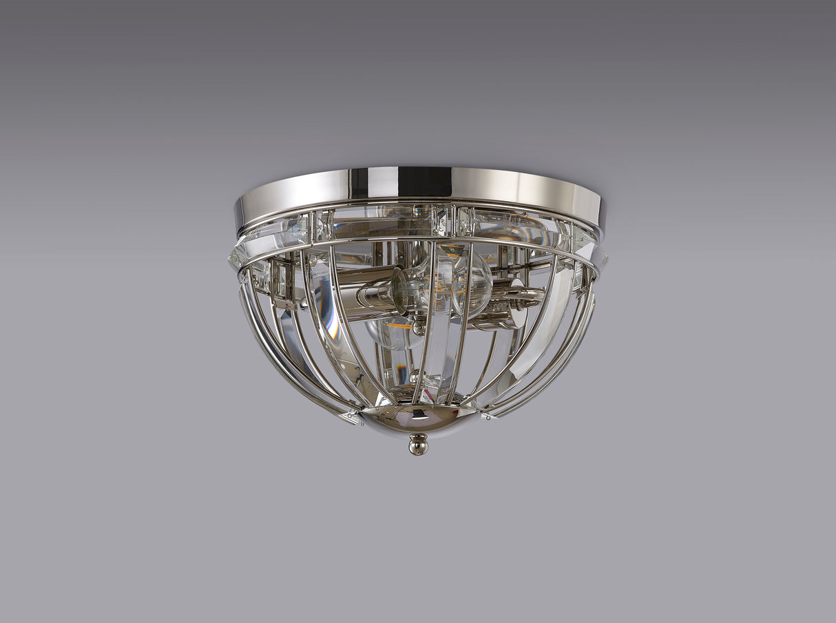 Ellison Round Flush, 2 Light E27, Polished Nickel