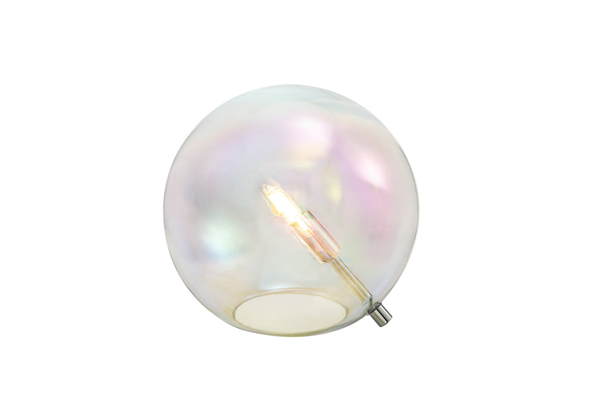 Suggett Table Lamp, 1 x G9, Polished Chrome/Iridescent Glass
