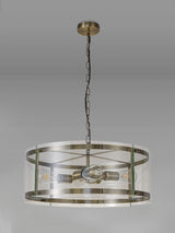 Stuckey Pendant, 4 Light E27, Antique Brass