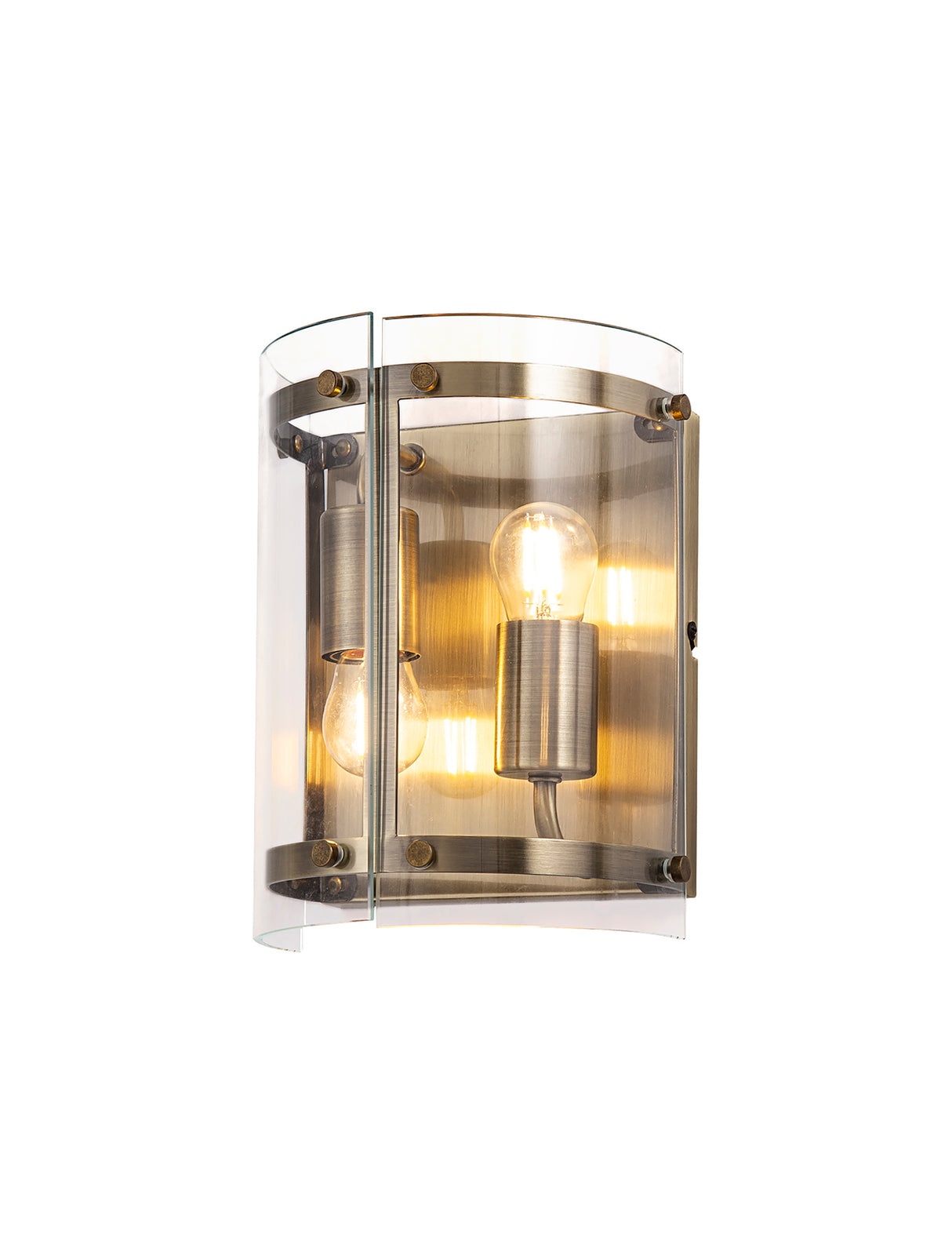 Stuckey Wall Light, 2 Light E27, Antique Brass