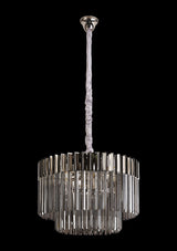 Longhorn 60cm Pendant Round 8 Light E14, Polished Nickel / Smoke Sculpted Glass, Item Weight: 17.3kg