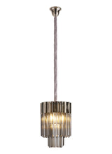 Longhorn 30cm Pendant Round 4 Light E14, Polished Nickel / Smoke Sculpted Glass