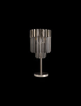 Longhorn 30 x H65cm Table Lamp 3 Light E14, Polished Nickel / Smoke Sculpted Glass