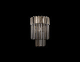 Longhorn 27.5 x H41cm Wall 3 Light E14, Polished Nickel / Smoke Sculpted Glass