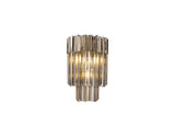 Longhorn 27.5 x H41cm Wall 3 Light E14, Polished Nickel / Smoke Sculpted Glass