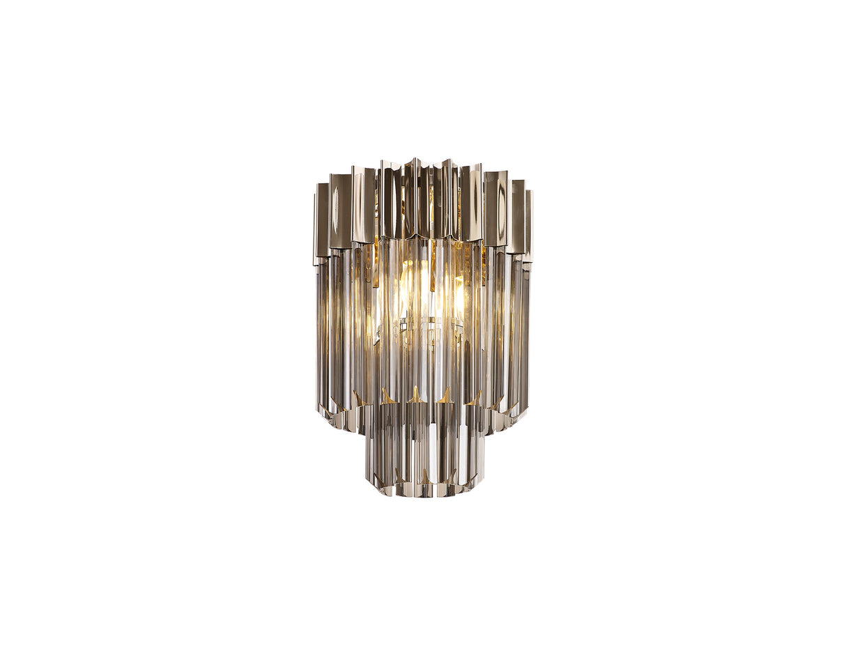 Longhorn 30cm Ceiling Round 3 Light E14, Polished Nickel / Smoke Sculpted Glass