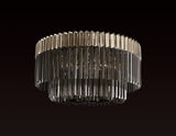 Longhorn 80cm Ceiling Round 12 Light E14, Polished Nickel / Smoke Sculpted Glass, Item Weight: 28.7kg