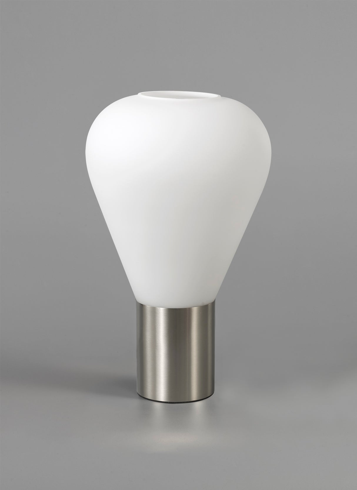 Rowell Narrow Table Lamp, 1 x E27, Satin Nickel/Opal Glass