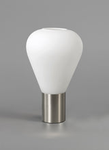 Rowell Narrow Table Lamp, 1 x E27, Satin Nickel/Opal Glass