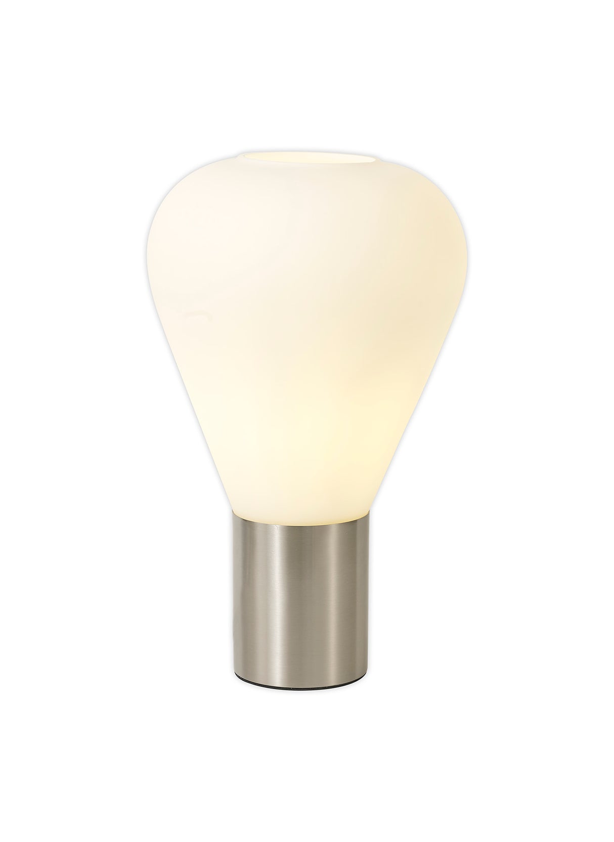 Rowell Narrow Table Lamp, 1 x E27, Satin Nickel/Opal Glass