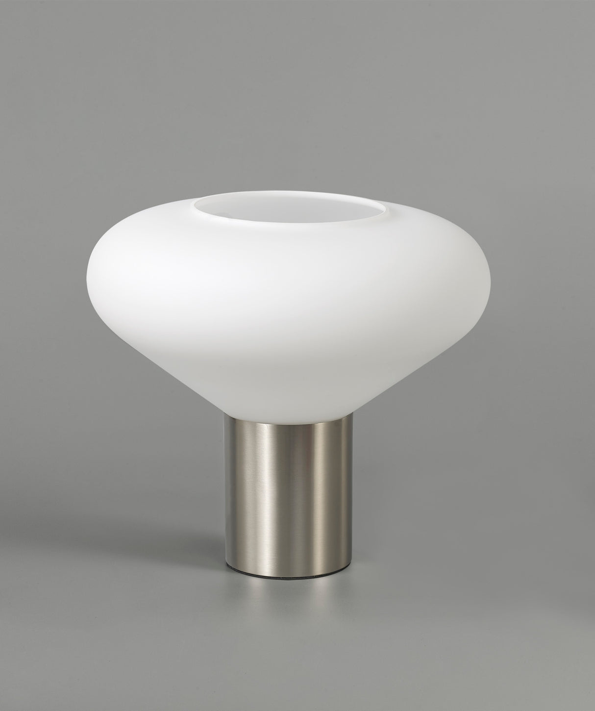 Rowell Wide Table Lamp, 1 x E27, Satin Nickel/Opal Glass