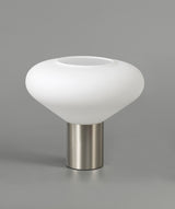 Rowell Wide Table Lamp, 1 x E27, Satin Nickel/Opal Glass